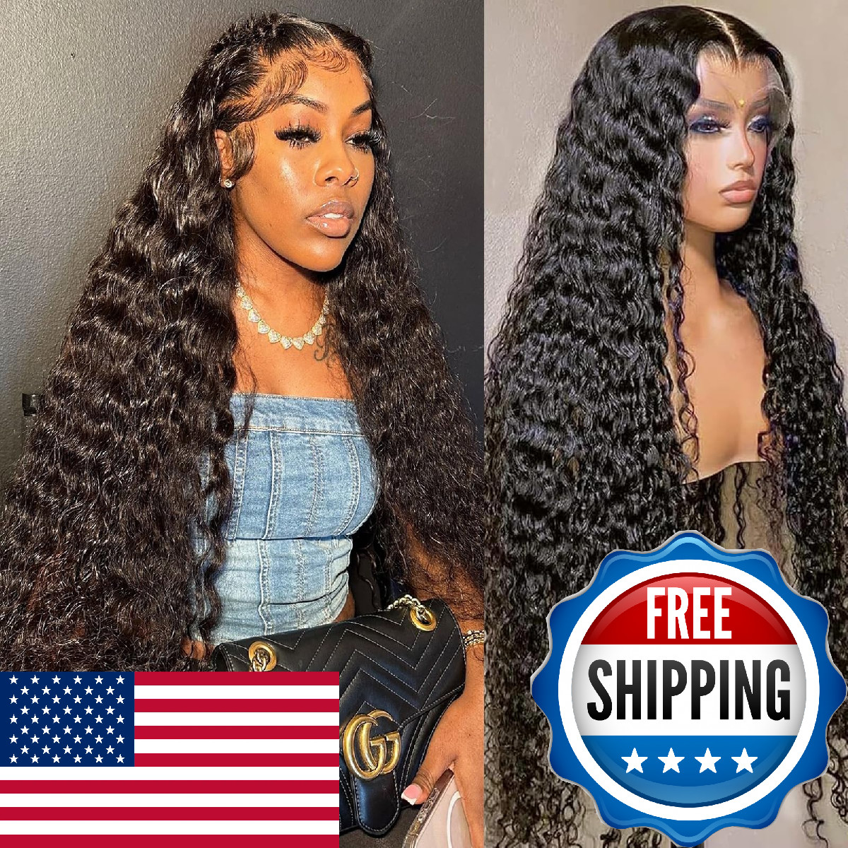 Soez 28 Inch Deep Wave Lace Front Wigs Human Hair 13X4 Hd Lace Front Wigs Human