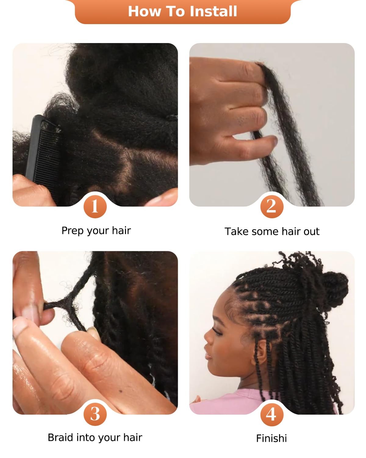 Beeos Afro Kinkys Bulk Human Hair Natural Black 4C Curly For Braids 50Gram