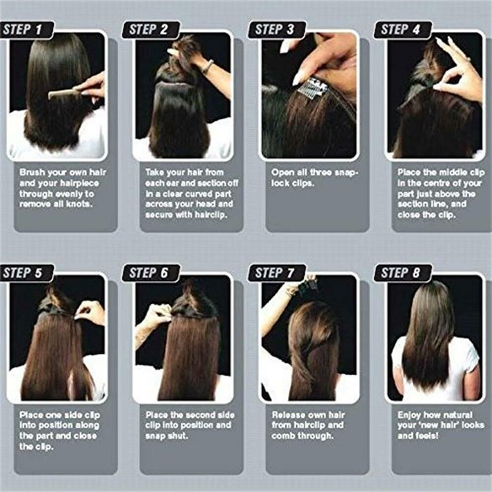 Clip in Hair Extensions Real Human Hair Double Weft Clips in Remy Hair Full Head