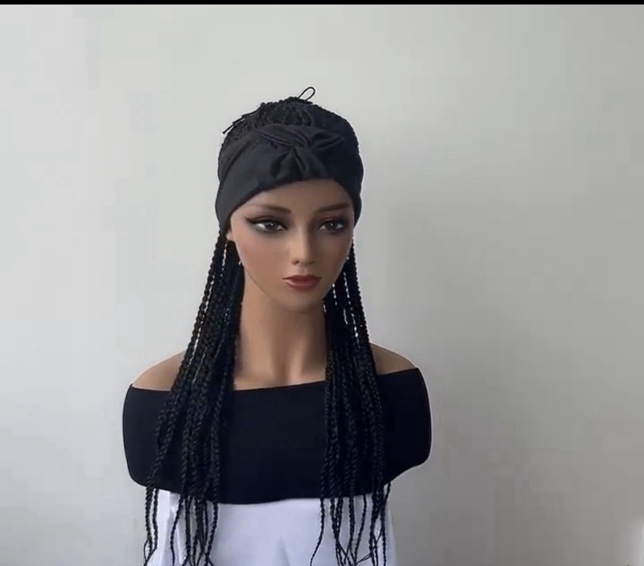 Black Braided Synthetic Headband Wig for Women One Size 21-30 in No Part