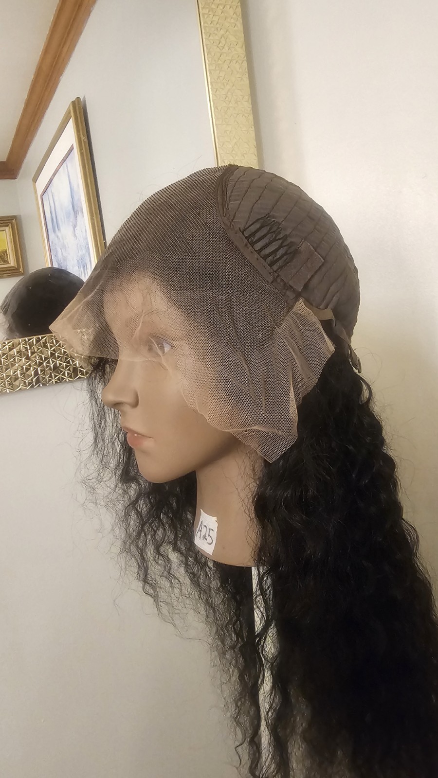 High-Quality Regular Top 24″ natural black 150% Virgin Human Hair Lace Wig