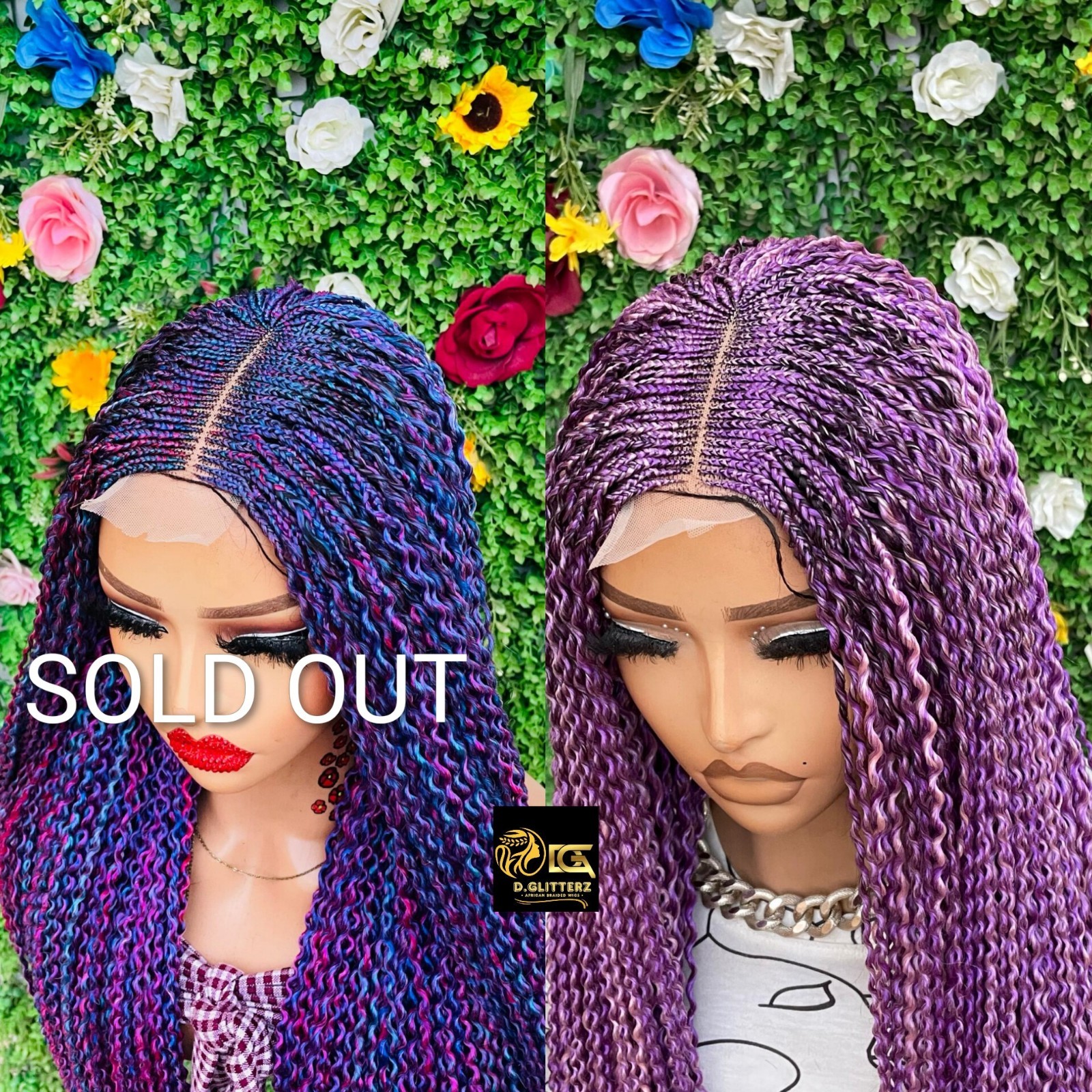WATERMELON BRAIDED WIG ON 2*4 LACE CLOSURE 35″