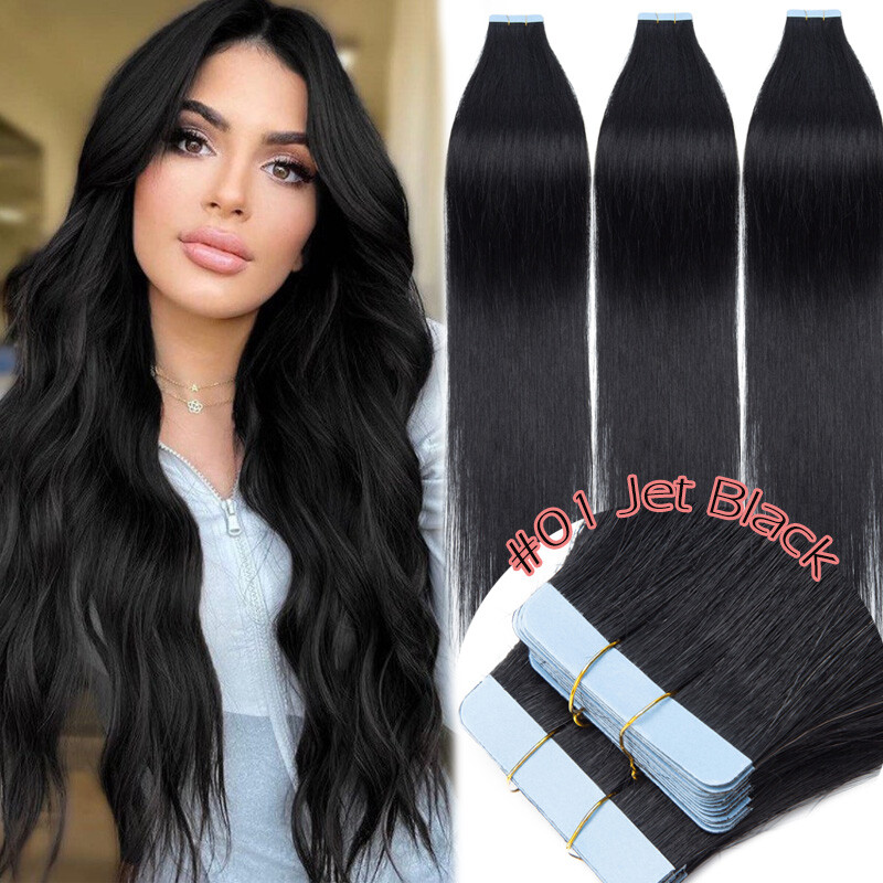 60PCS Tape-In Russian Real Human Hair Extensions Skin Weft 150g Thick Full Head
