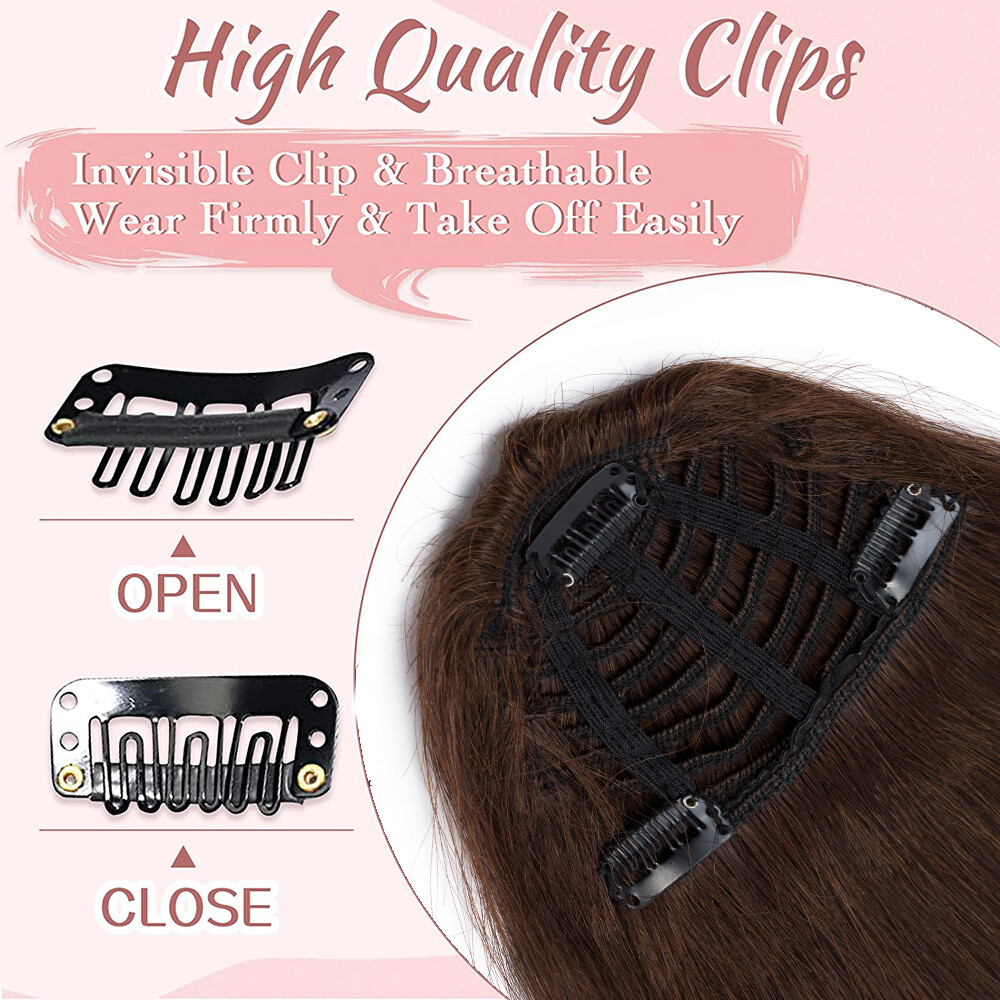 Thick Neat Air Bangs 100% Human Hair Extensions Clip in Fringe Front Hairpiece