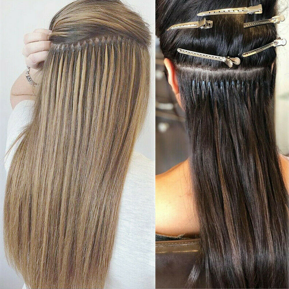 Micro Ring Loop Human Hair Extensions Micro Beads Link Remy Hair Colored 16-26in