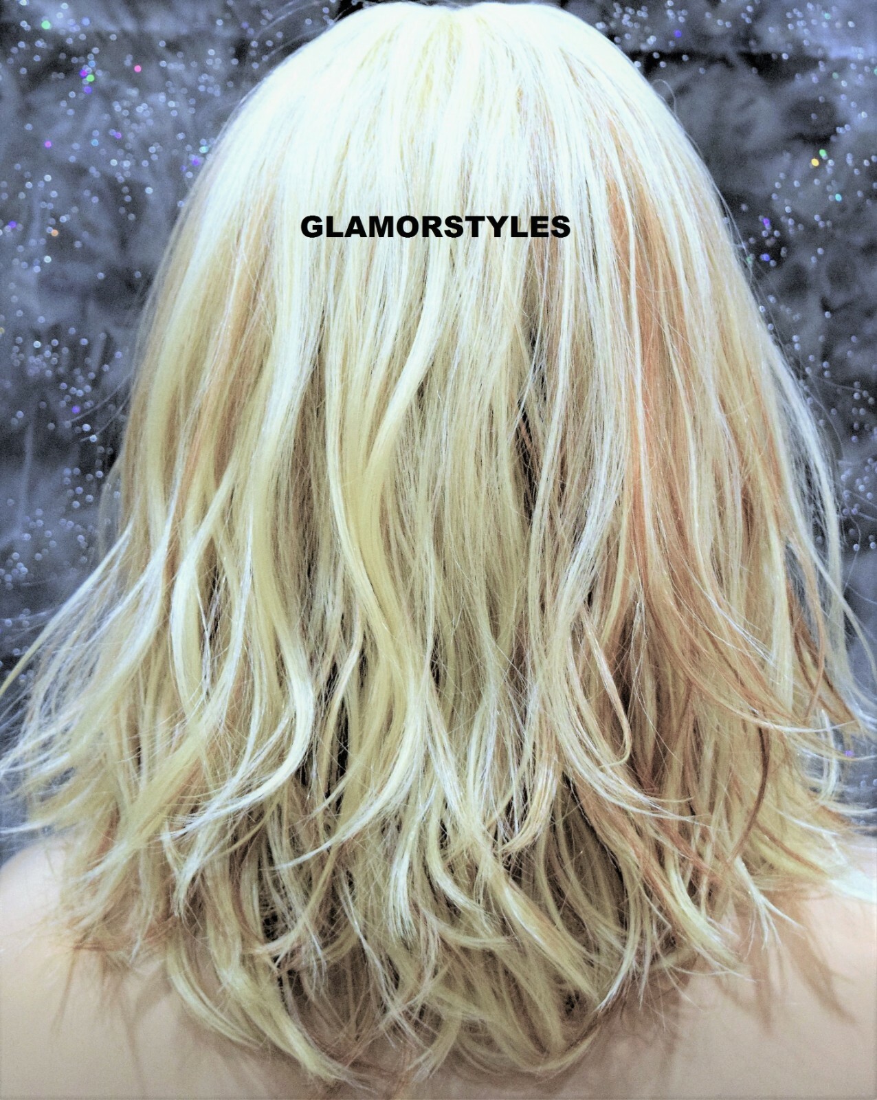 LACE FRONT FULL WIG BOB STRAIGHT LAYERED MIDDLE PART BLEACH BLONDE MIX HEAT OK