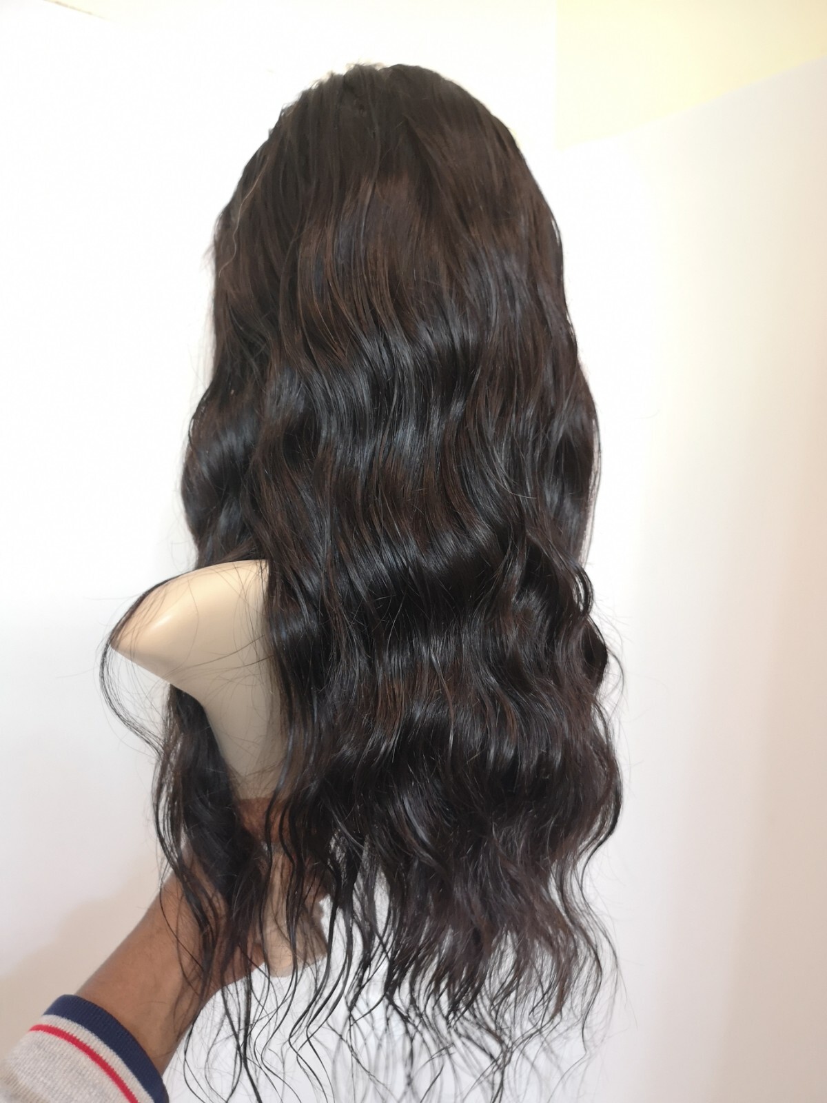 Custom High Quality Sexy 22”Human Hair 4×4 Swiss Front Lace Wig 1B