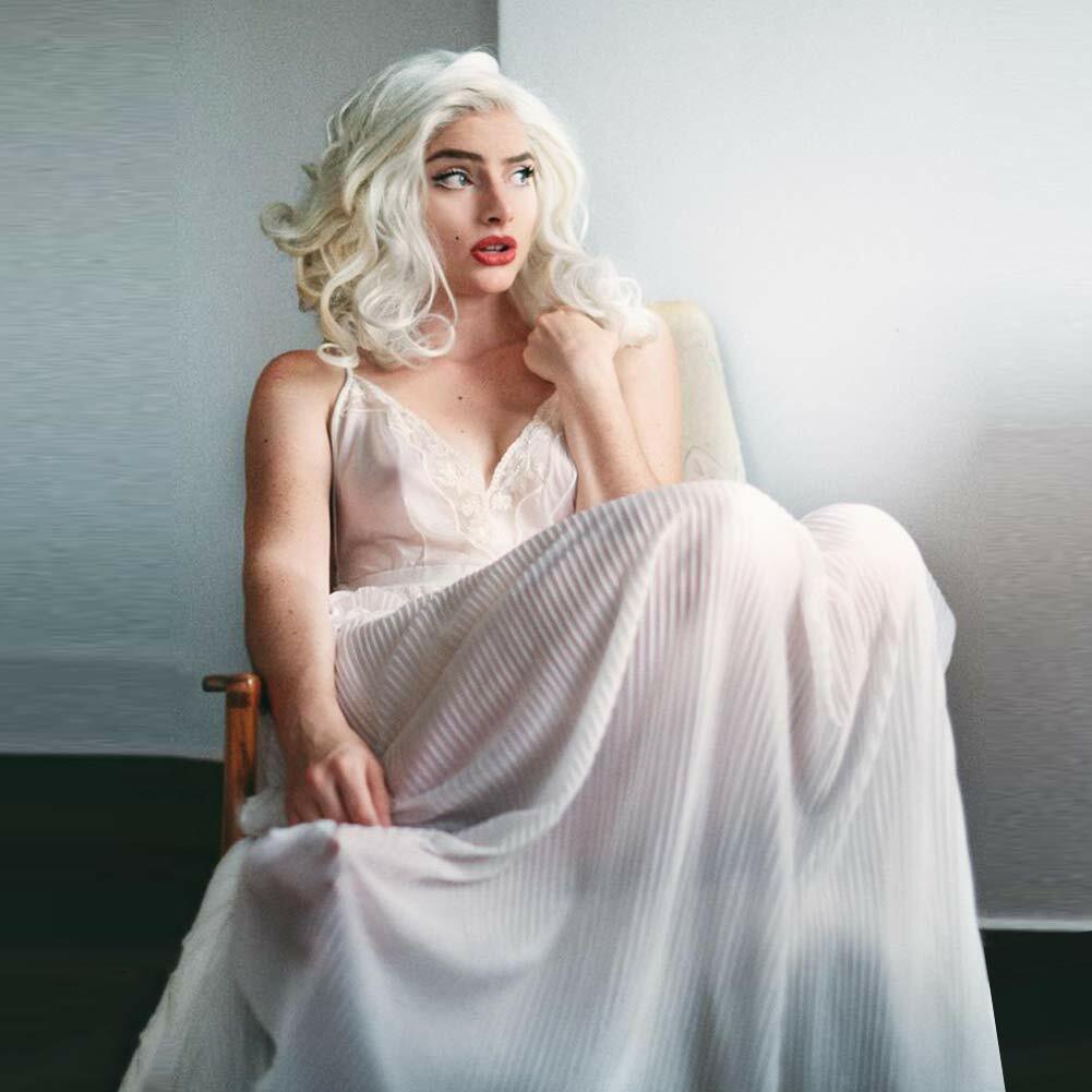 Short Platinum Blonde Lace Front Wig Curly Wavy Bob Wigs Costumes Cosplay Wigs