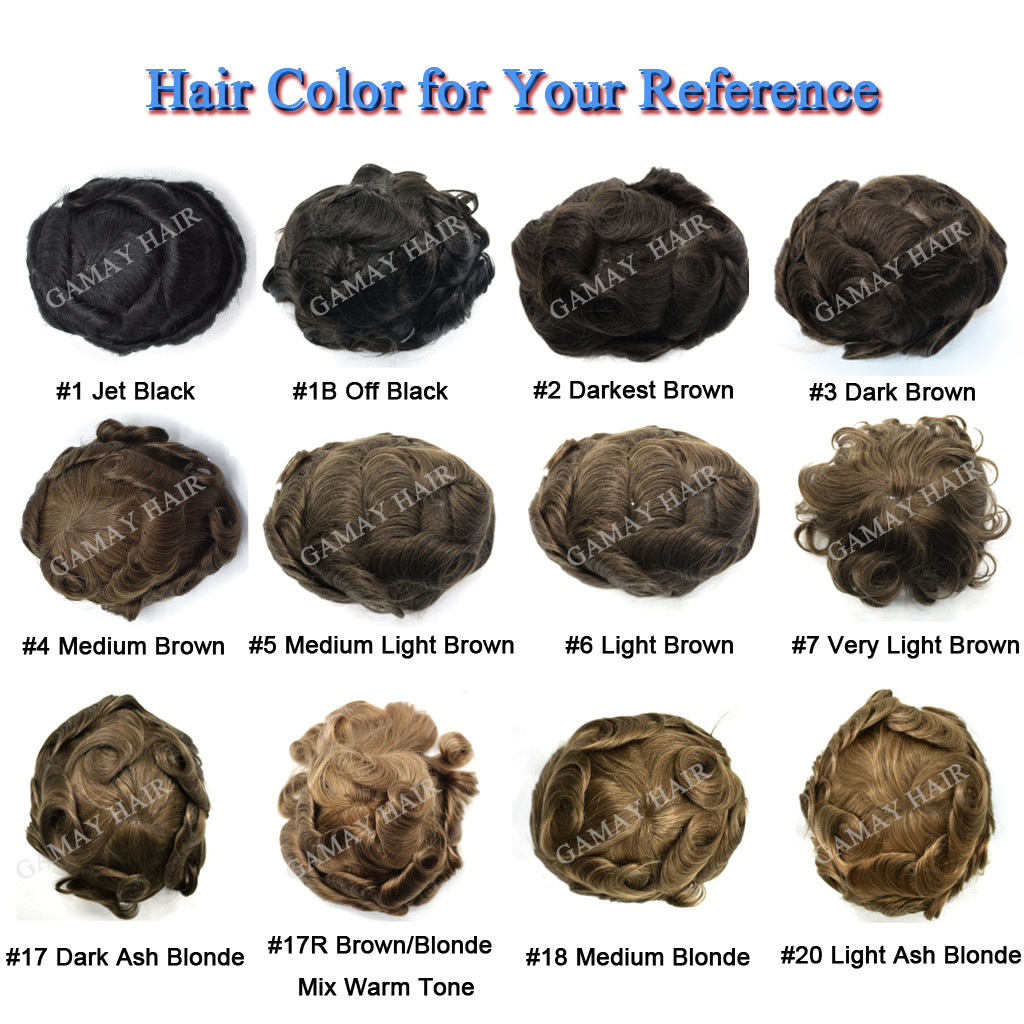 Mens Toupee Hairpiece Human Hair System Replacement Fine Mono Poly Skin Mens Wig