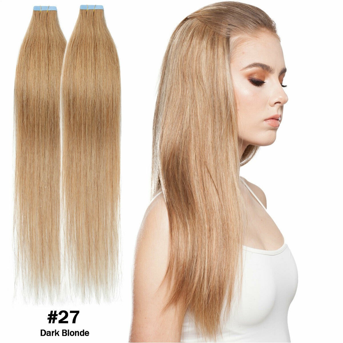 Tape in Hair Extensions Real Human Hair Invisible Skin Wefts Premium Remy Thick