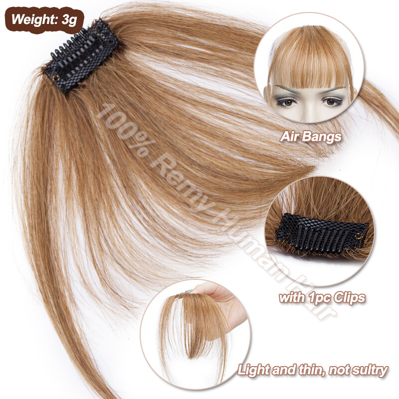 Thin/Thick Fringe Bangs Clip In 100% Remy Human Hair Extensions Hairpiece Topper