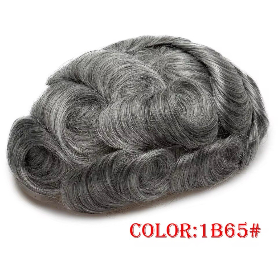 Men’s Human Hair Toupee Hairpiece Lace Base Adhesive Tape-In Wavy 5x7in