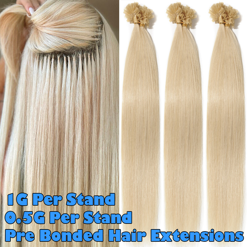 100G THICK U Tip Nail Tip Pre Bonded Keratin 100% Human Hair Extensions 16-24in