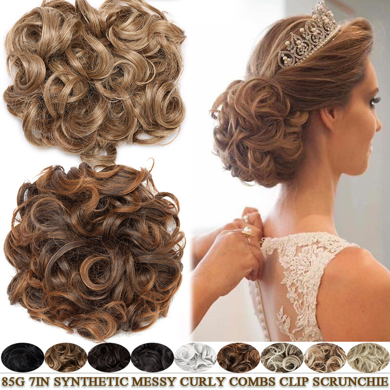 Thick As Human Messy Bun Clip Hair Extensions Curly Scrunchie Updo Chignon Combs