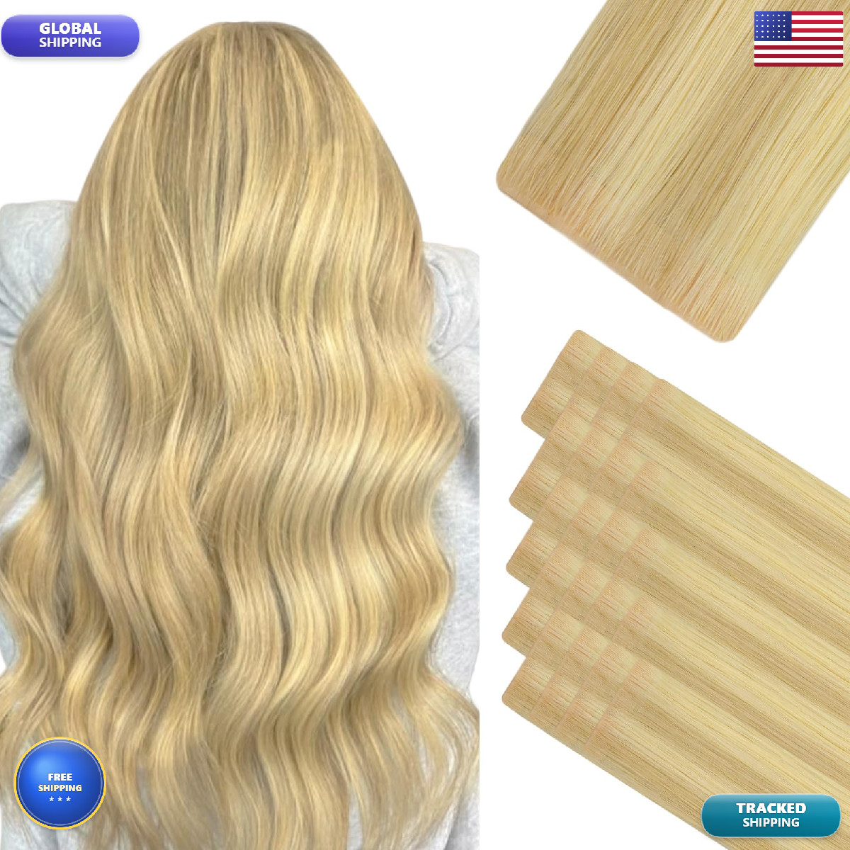 Hotbanana Invisi Edge Tape In Hair Extensions Human Hair 16Inch 50G 20Pcs Light