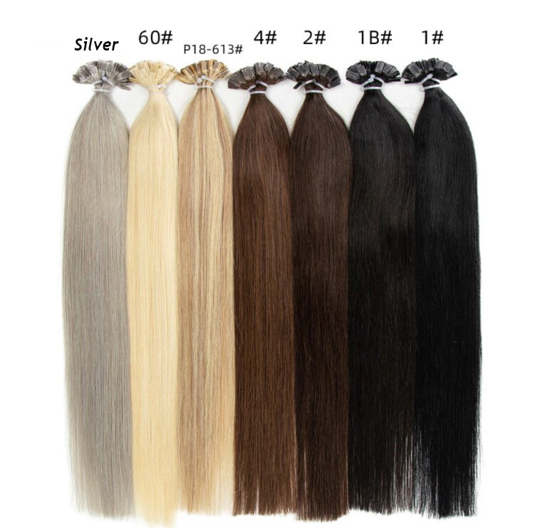 Curly Wavy Flat Keratin Tip 100% Remy Human Hair Extensions Blonde Grey 100g