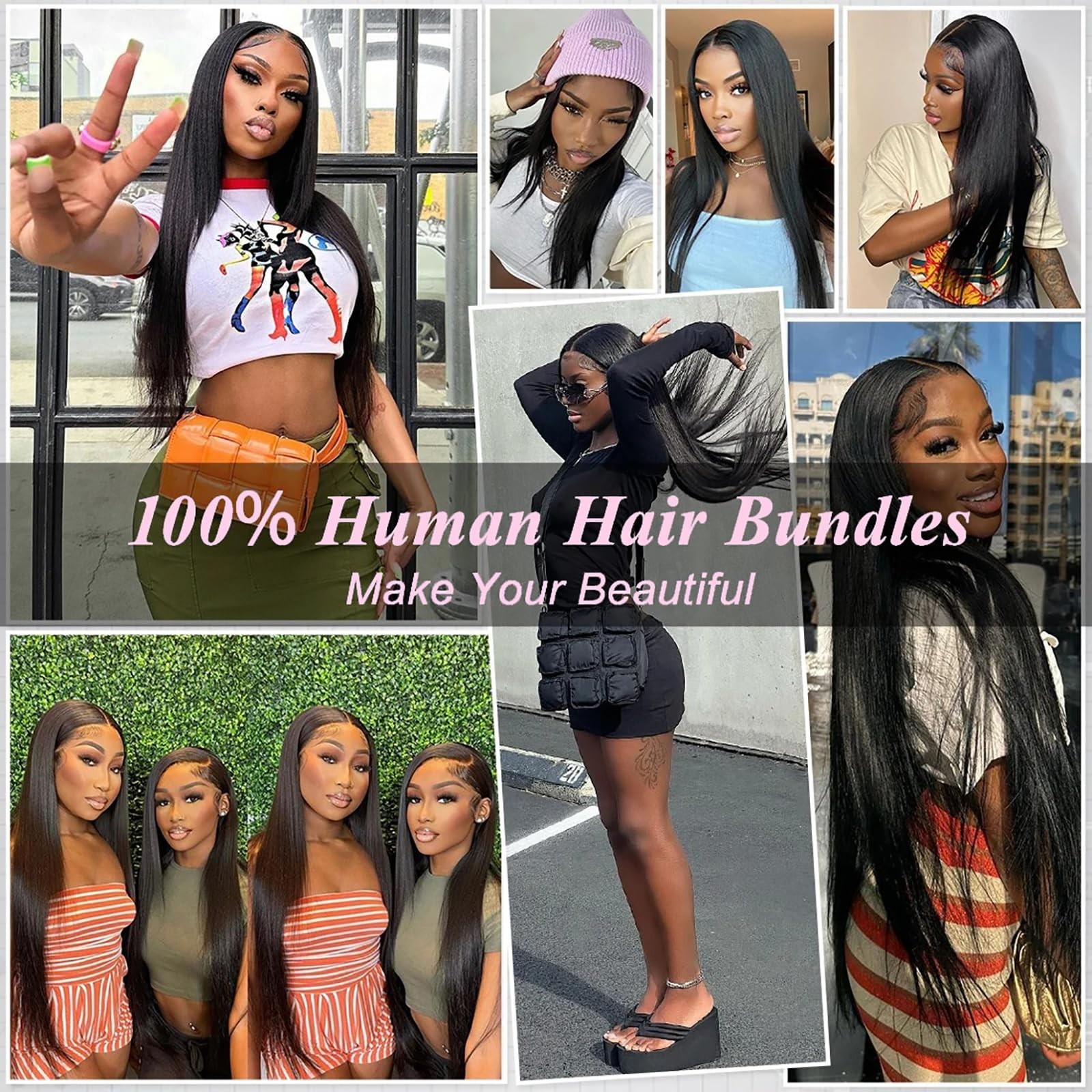 100% Unprocessed Straight Human Hair Bundles 20-26 Inch, Thick Virgin Extensions