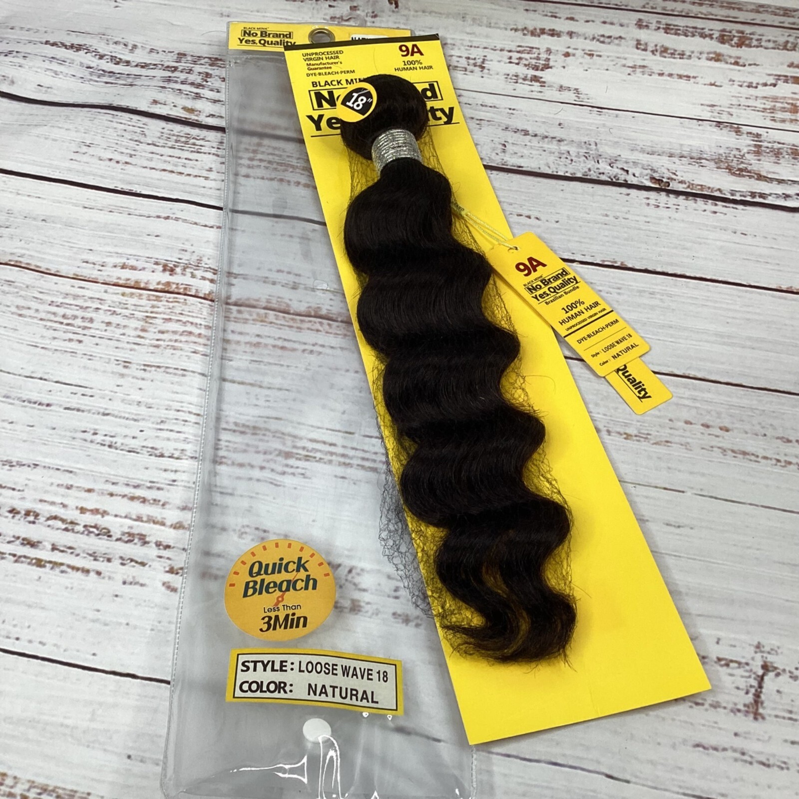 18” Loose Wave 9A Quality Brazilian 100% Human Hair Natural (dark) Extensions