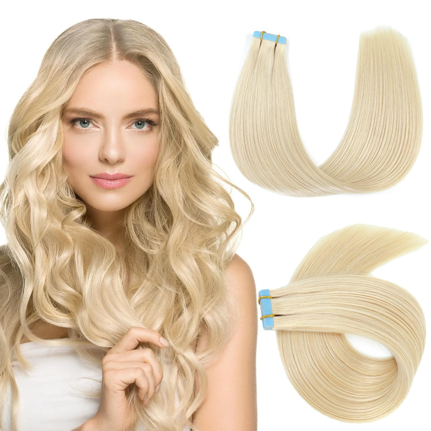Tape in Hair Extensions Real Human Hair Invisible Skin Wefts Premium Remy Thick