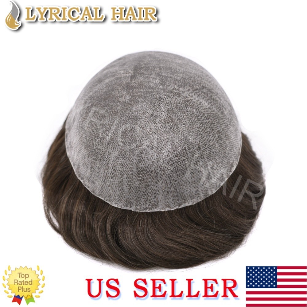 Lyrical Hair Mens Toupee Human Hair Replacement System Injection PU Hairpiece US