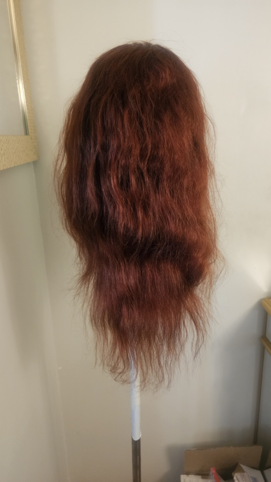 High-Quality Regular Top 24″ Copper Red Wavy 150% Virgin Human Hair Lace Wig