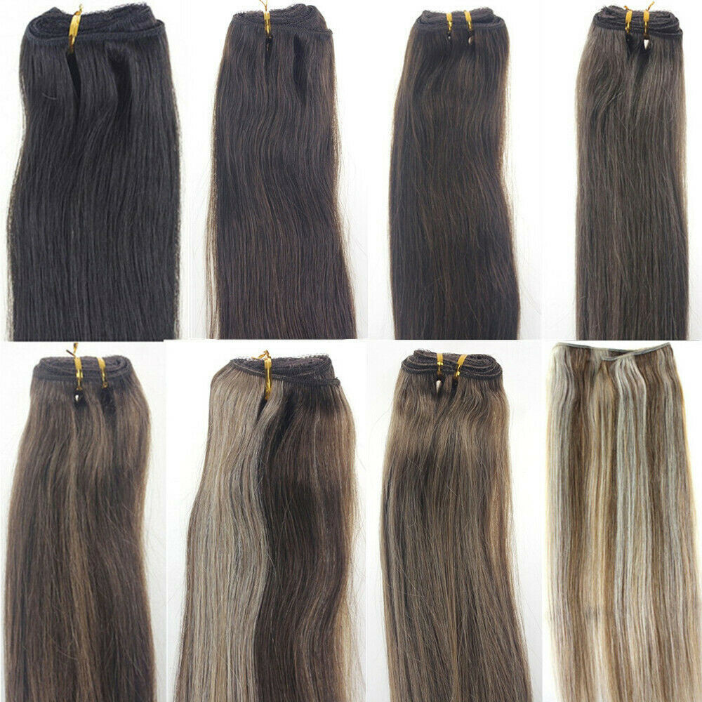 Sew in Wefts Hair Extensions 100% Real Human Hair Double Weft Bundles 16-30inch