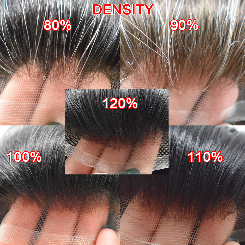 GM Full French Lace Mens Toupee Natural Bleached Human Hairpiece Wig Replacement