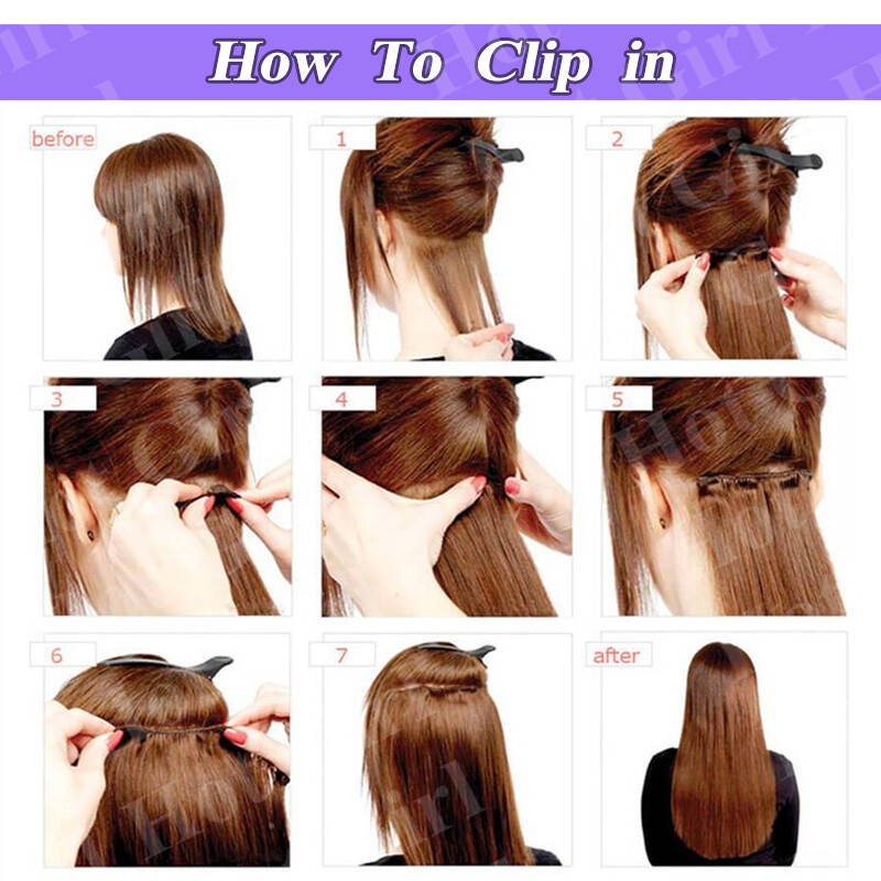 100% Natural Remy Clip in Hair Extensions 8 Full Head Real Human Hair US Seller