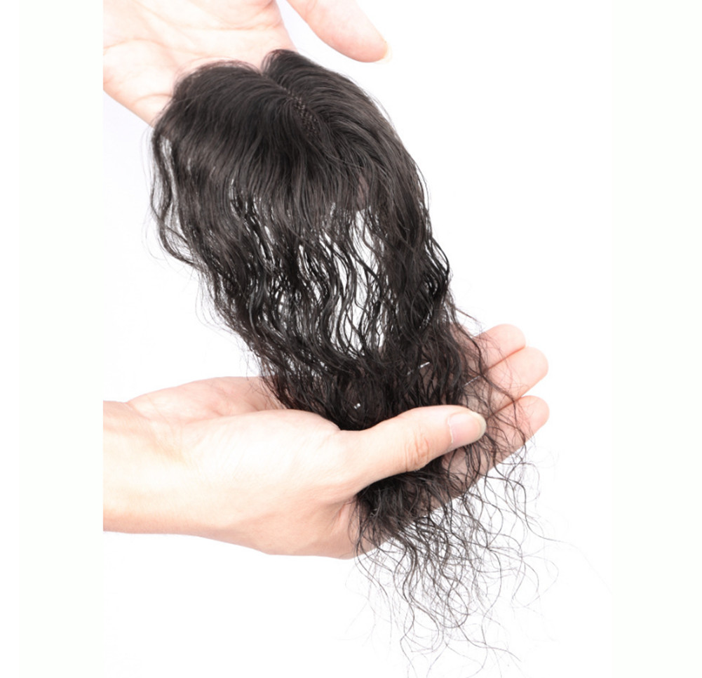 Curly Wavy Hair Clip In 100% Human Hair Toppers -Loss Thin Hair Top Replacement