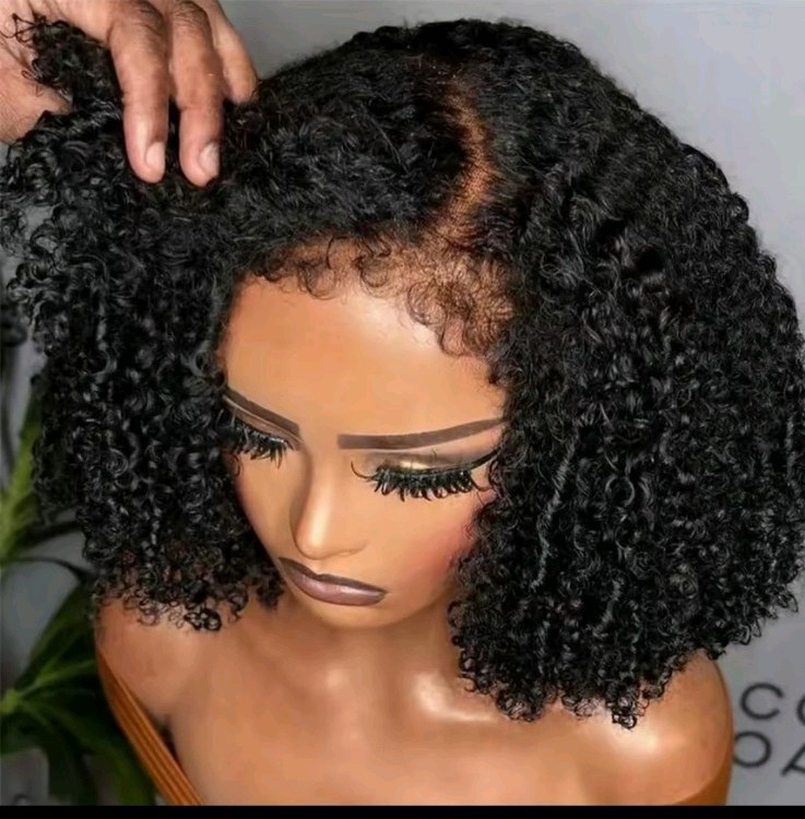 Kinky Curly 13×4 Lace Front Wig 16” Human Hair Natural Black Pre Plucked Full