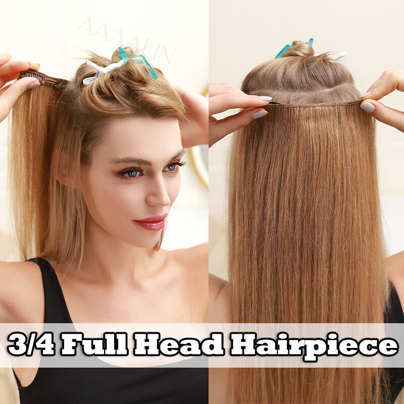 THICK One Piece Clip In 100% Remy Human Hair Extensions Remi 3/4 Full Head Ombre