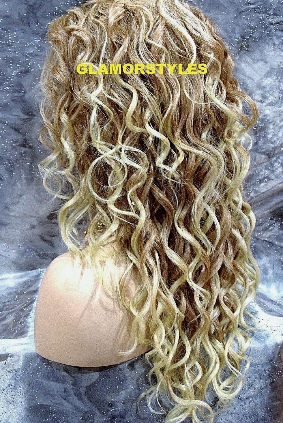 LACE FRONT FULL WIG LONG LAYERED CURLY MEDIUM BLONDE MIX HEAT OK NWT