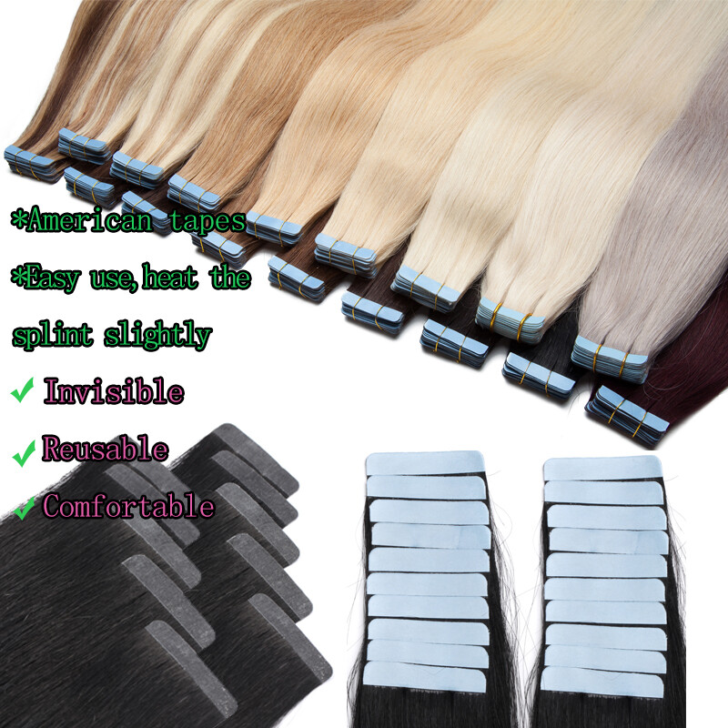 200g 80pcs Thick Skin Weft Tape In Remy Human Hair Extensions Full Head Blonde