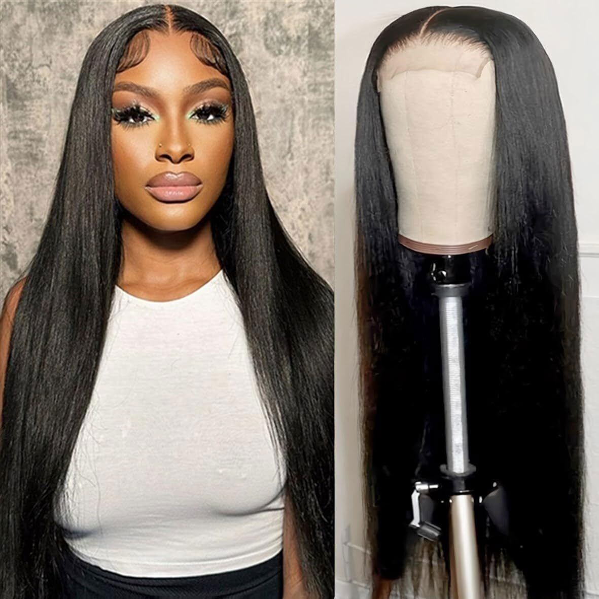 32 Inch Straight Lace Front Wig Human Hair 4×4 Lace Closure Wigs for Women