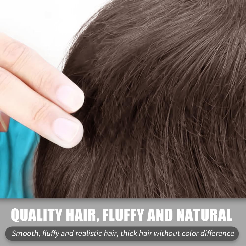 Mens Brown Wig Short Layered Natural Wavy Heat Resistant Synthetic Hair Wigs US