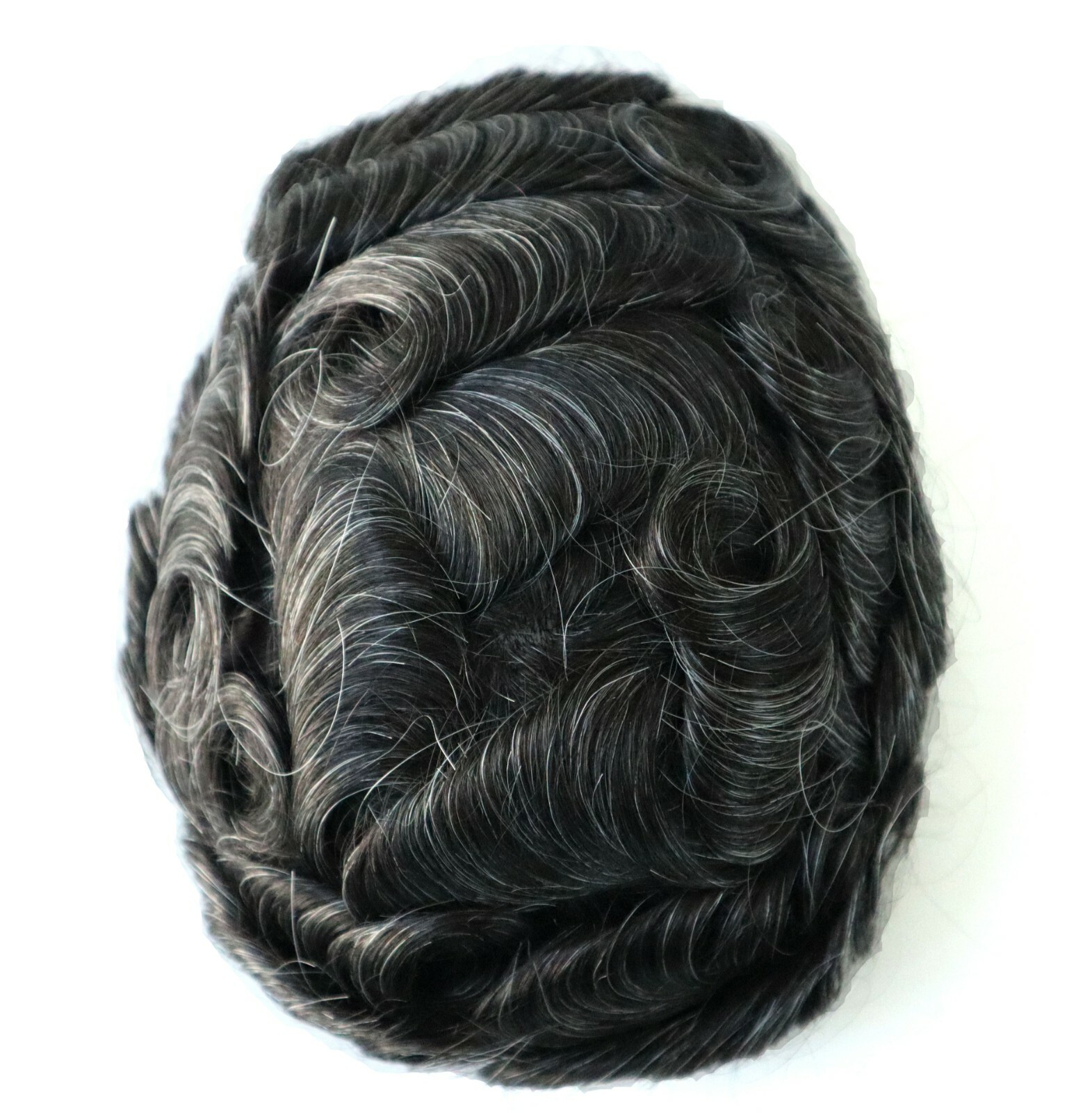 Mens Toupee Human Hair Replacement System Wigs Fine Mono Skin Hairpiece #1B20