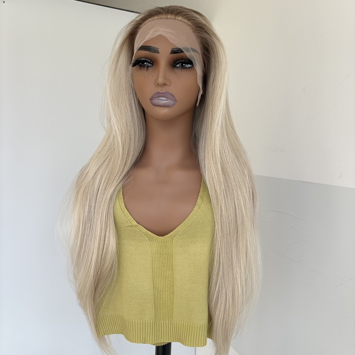 Long Straight Highlight Blonde Women Lace Frontal Wig Synthetic Hair