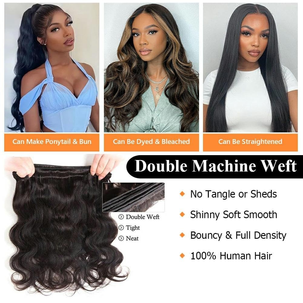 Qthair Body Wave Human Hair Bundles 14 14 Inch 18A Body Wave Bundles Human Hair