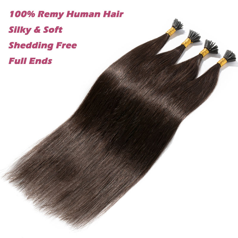 200 Strands Stick I-Tip 100% Real Human Hair Extensions Micro Ring Beads 100g US