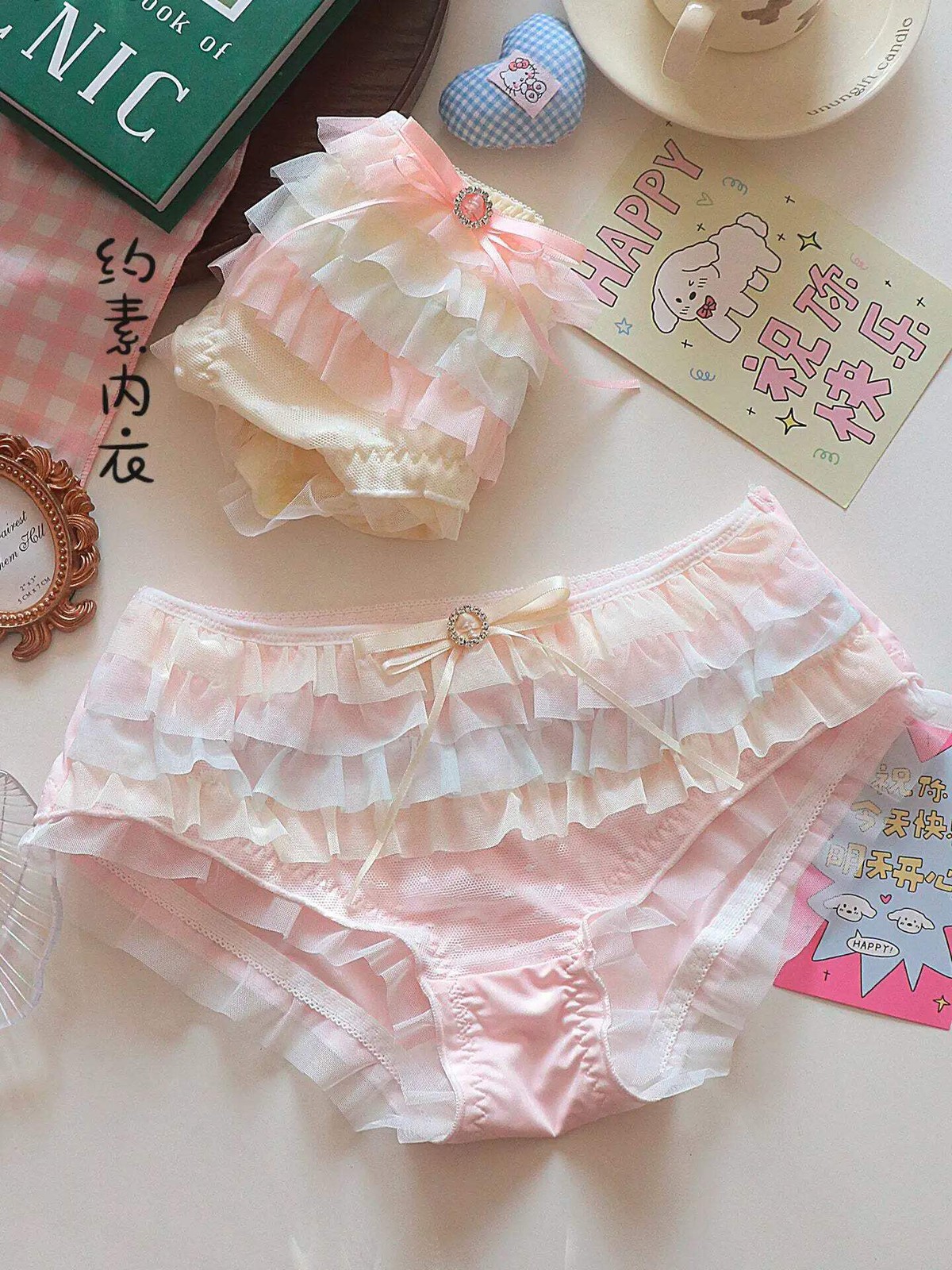 Japanese Style Lolita Princess Lingerie Set Women Pure Desire Cake Layer Lace Me