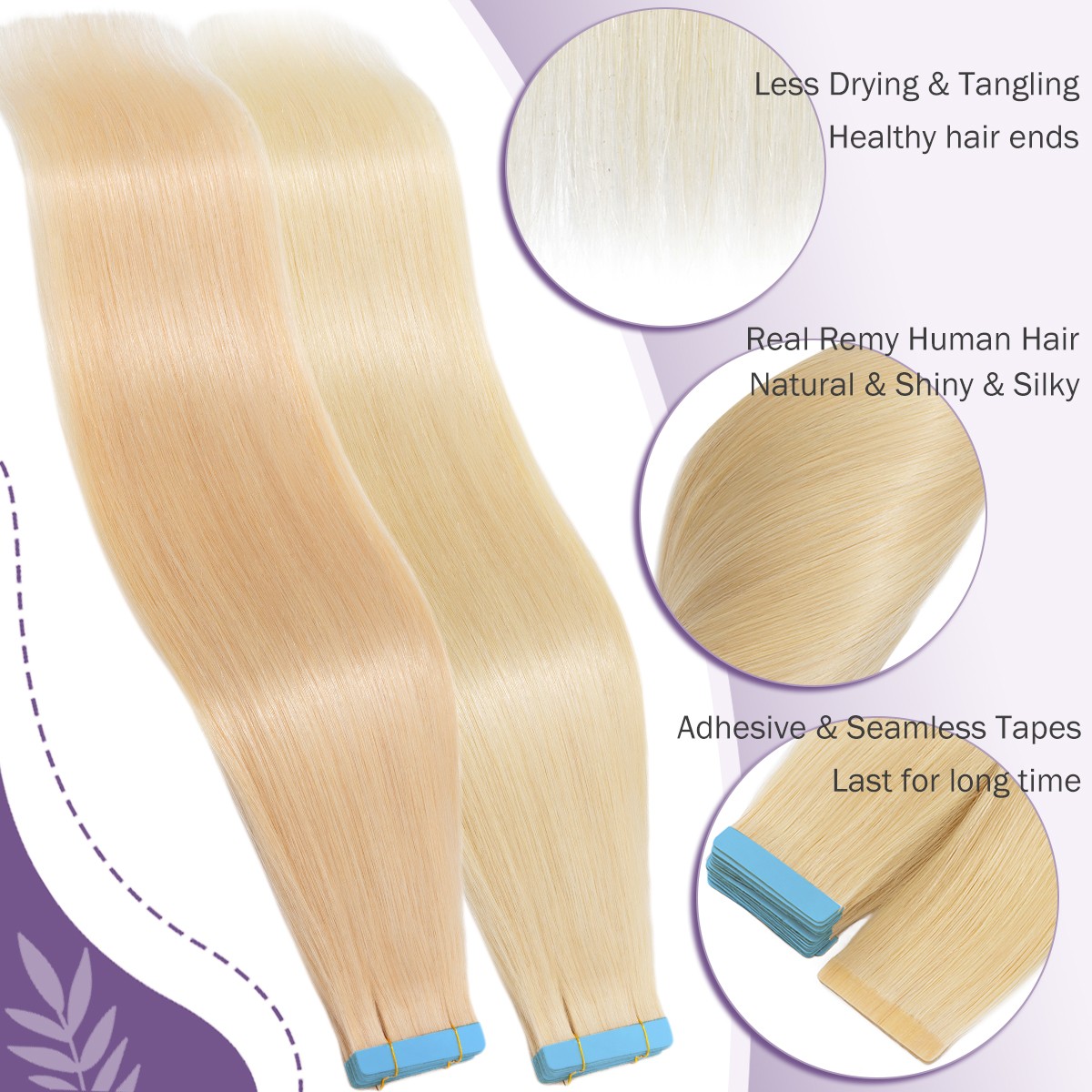 Invisible Tape In Remy Human Skin Weft 100% Hair Extensions THICK Full Head 150G