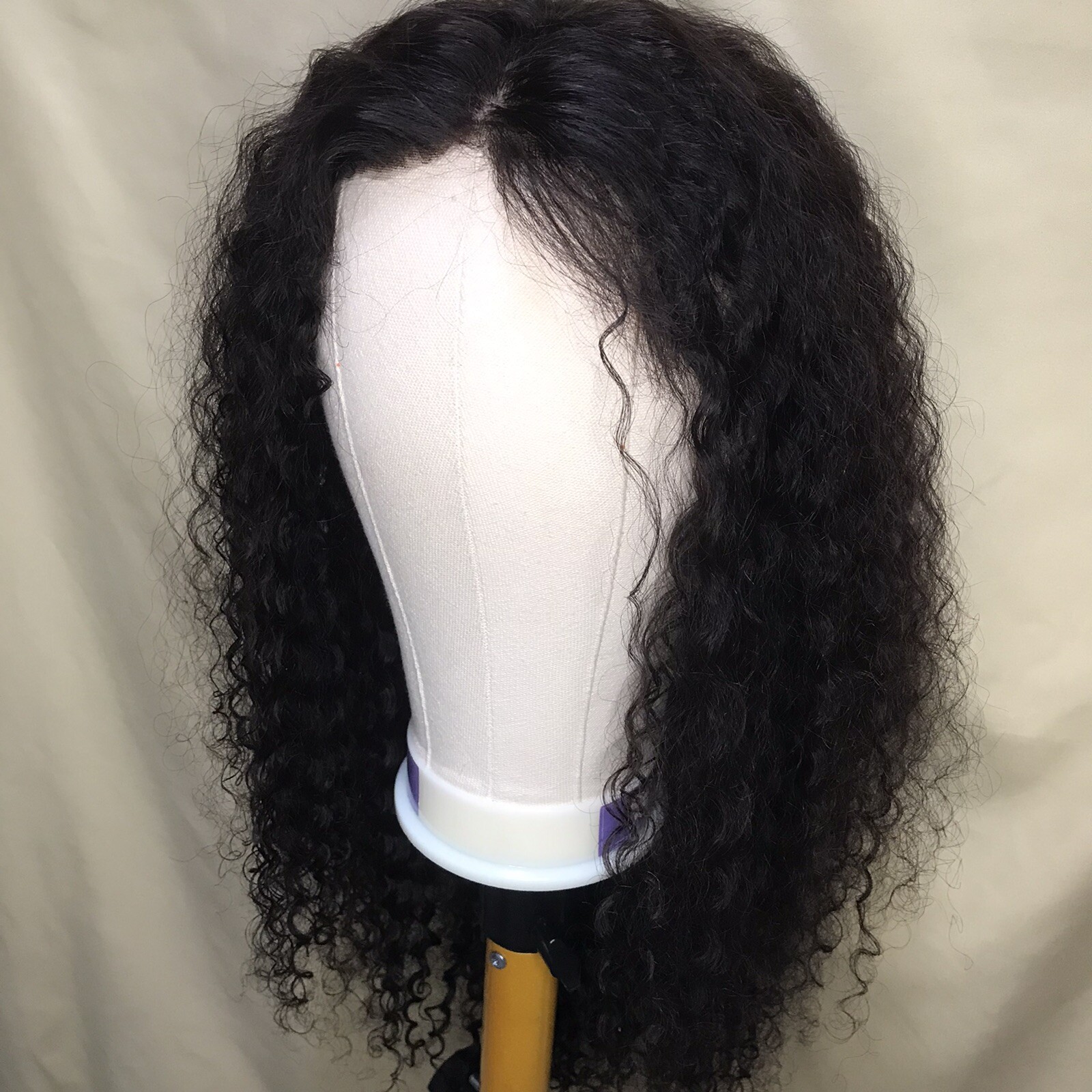 4×4 Lace Closure Human Hair Wig Curly Black Brazilian Remy Pre-plucked
