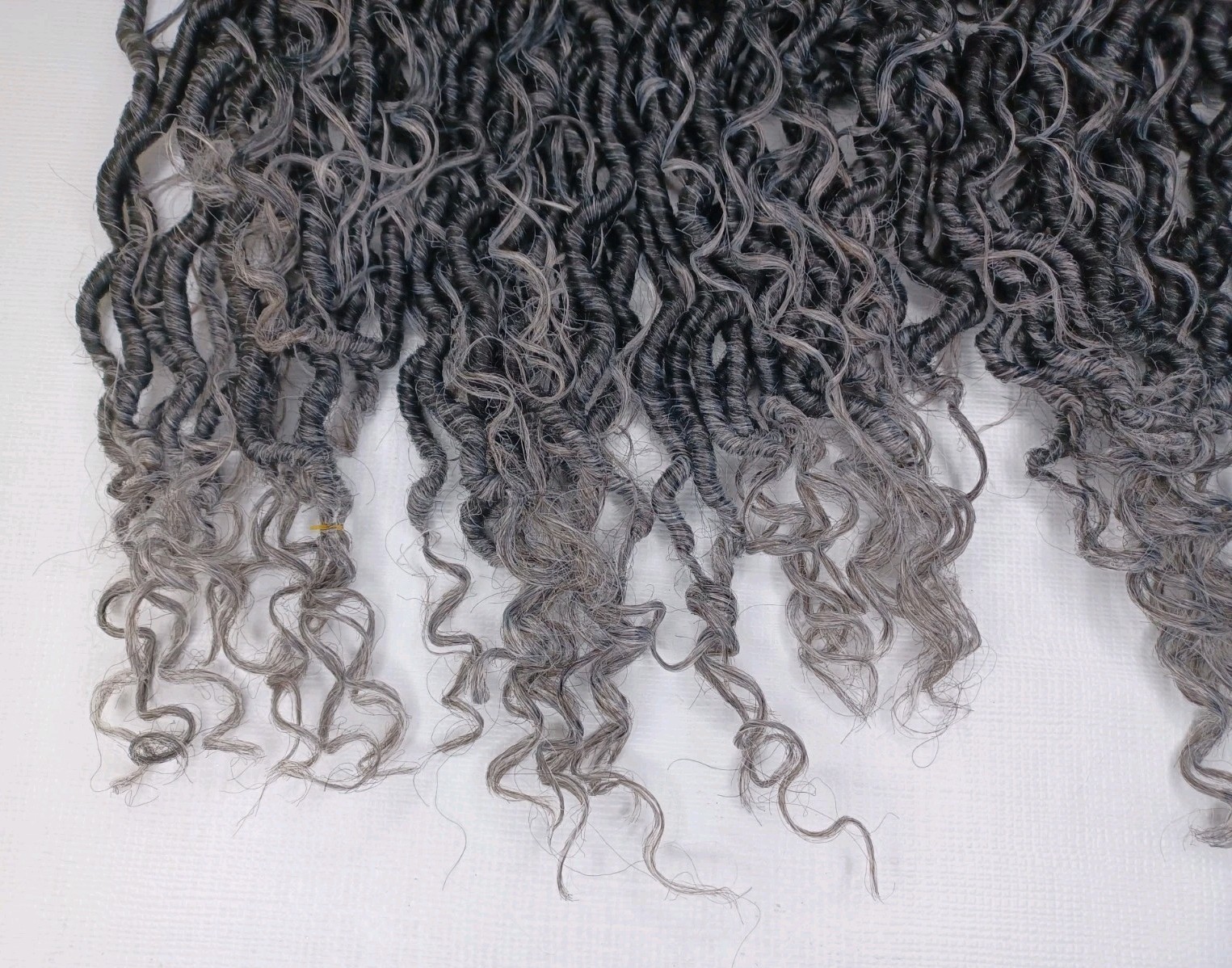 14 Inch Black & Grey Ombre Synthetic Hair Curly 5 Bundles 60 Strands Total
