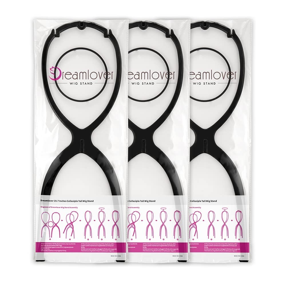 Wig Stand Tall Long Plastic 19.7 inch 3 Pack for Wigs Hats Storage