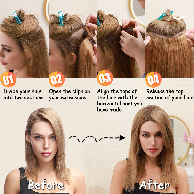 7pcs 15″ 18″ 20″ 22″ Clip In Remy Real 100% Human Hair Extensions Full Head N206