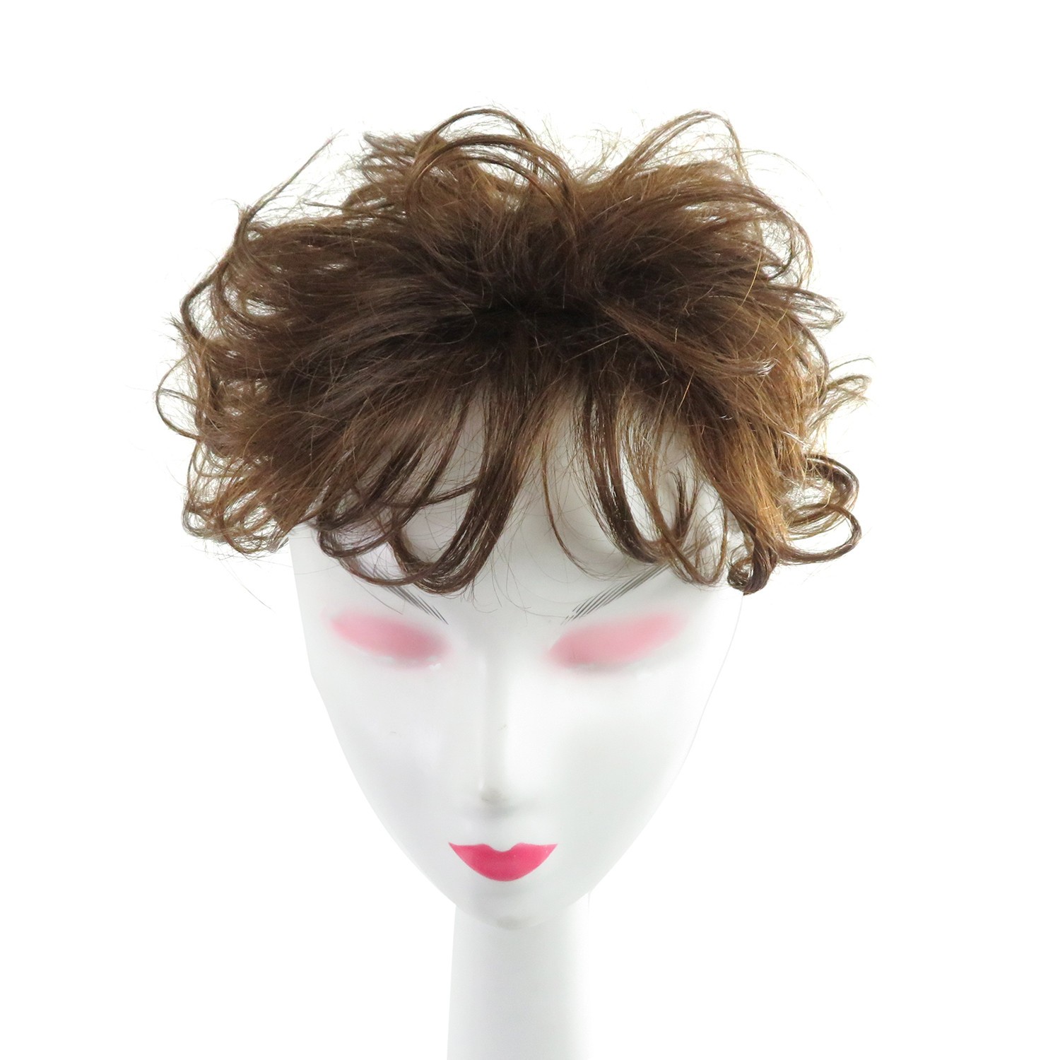 Short Curly Wavy Human Hair Topper Clip in Top Hairpiece Closure Replacement