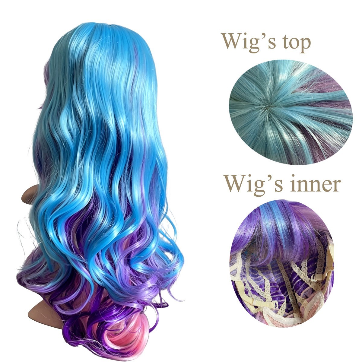 Colorfull Long Wave Cosplay Hair Wig Hair Care Cosplay Style Heat Resistant Wig