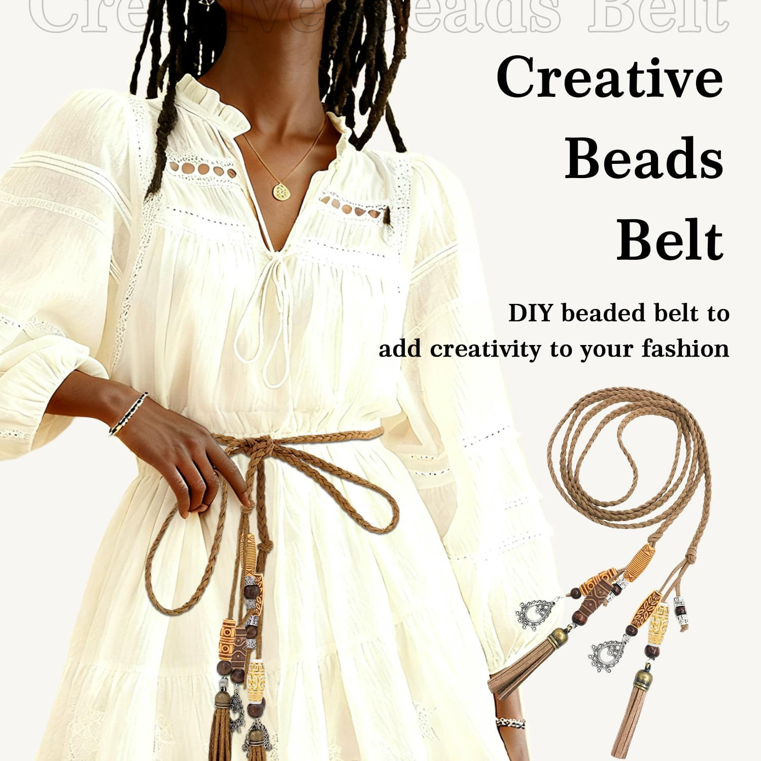 30Pcs Hair Beads for Braids, 18 Plastic + 12 Fabric African Hair Dreadlock Beads