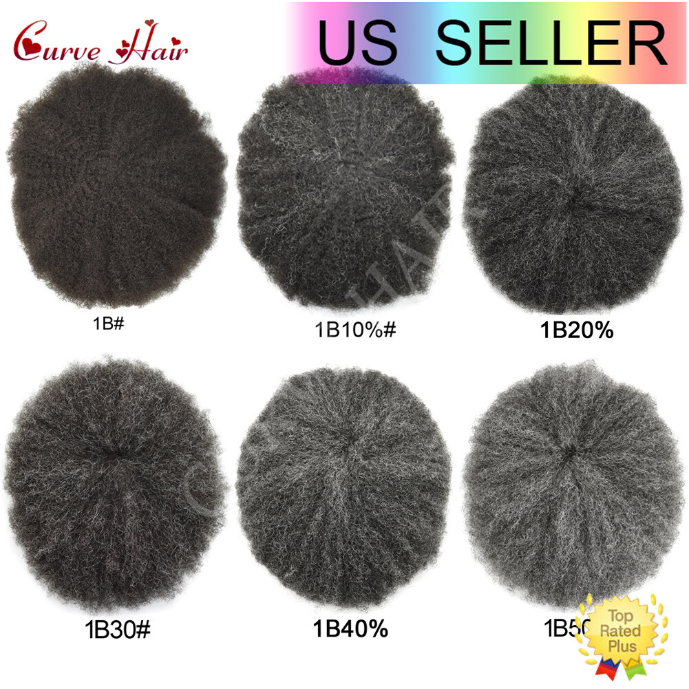 US Afro Curly Weave Mens Toupee HairPiece Full Lace African American Hair Syste