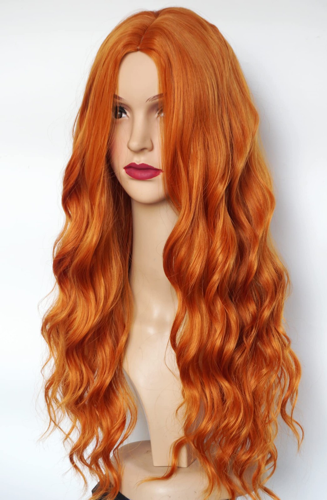 Long ginger red wig,red curly wig synthetic Heat Resistant Fiber 28inches lon…